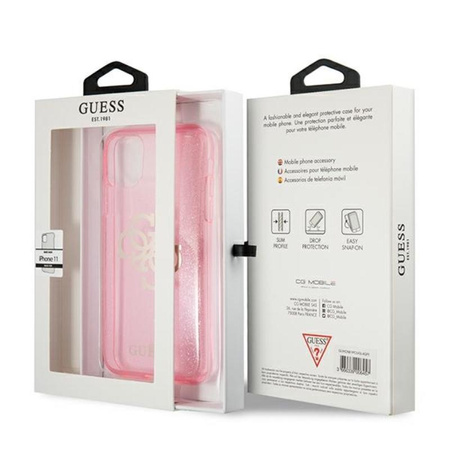 Guess Glitter 4G Big Logo - pouzdro pro iPhone 11 (růžové)