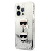 Karl Lagerfeld Liquid Glitter Karl & Choupette Head - iPhone 13 Pro Tasche (Silber)