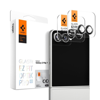Spigen Optik Pro HD GLAS.TR EZ Fit Camera Protector 2-Pack - ochranné sklo objektivu pro Samsung Galaxy Z Flip 7 (Black)