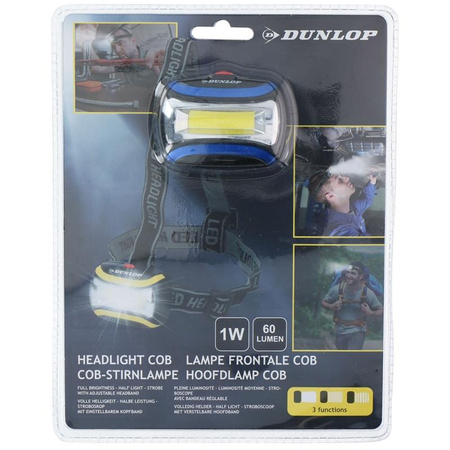 Dunlop - Turistická čelová svítilna LED (modrá)