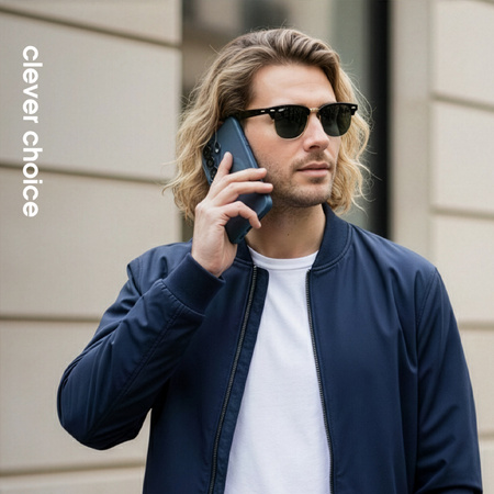 Custodia Crong Hybrid Matte Magnetic - MagSafe per Samsung Galaxy S25 (blu navy)