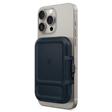 Spigen Lock Fit MagSafe - mágneses pénztárca (Metal Slate)