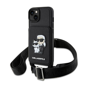 Karl Lagerfeld Crosssbody NFT Saffiano Karl & Choupette - iPhone 14 Plus Tasche (Schwarz)