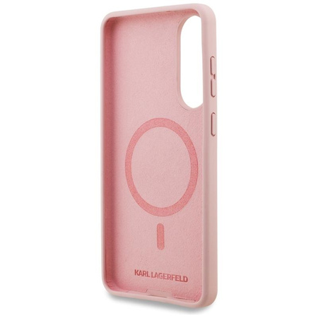 Karl Lagerfeld Silicone Double Heads And Circle MagSafe – Hülle für Samsung Galaxy S25 Edge (rosa)