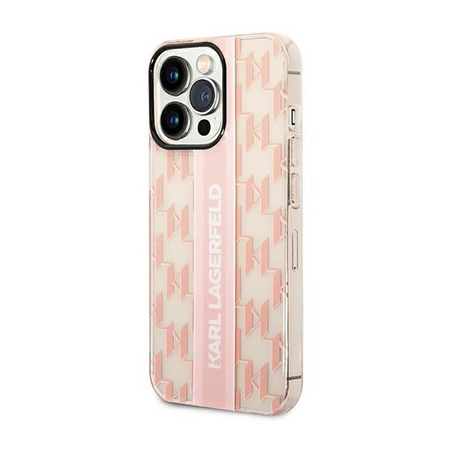 Karl Lagerfeld Mono Vertical Stripe - Coque pour iPhone 14 Pro (rose)