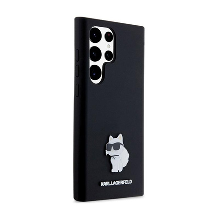 Karl Lagerfeld Silikon Choupette Metall Pin - Samsung Galaxy S24 Ultra Gehäuse (schwarz)