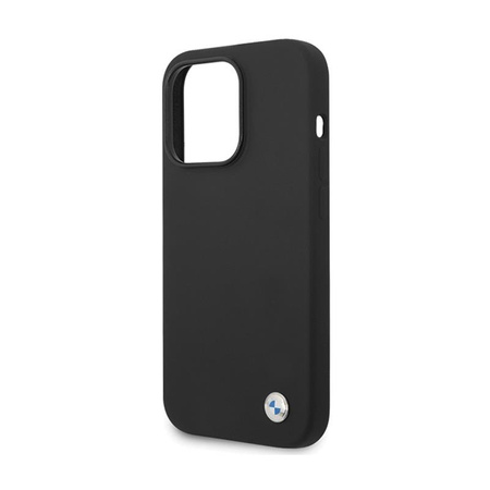 Silikonové kovové logo BMW - pouzdro pro iPhone 15 Pro (černé)