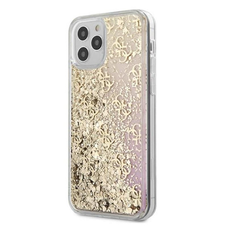 Guess 4G Liquid Glitter - iPhone 12 Pro Max Tasche (Gold/Rosa)