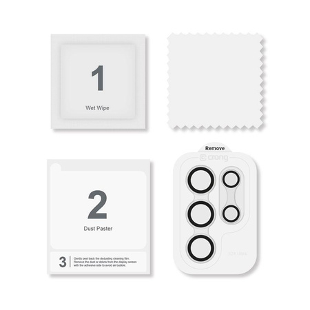 Crong Lens Ring - Gehärtetes Glas für Samsung Galaxy S24 Ultra Kameraobjektiv (Transparent)