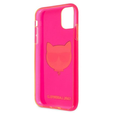 Karl Lagerfeld Choupette Head - pouzdro pro iPhone 11 (fluo růžové)