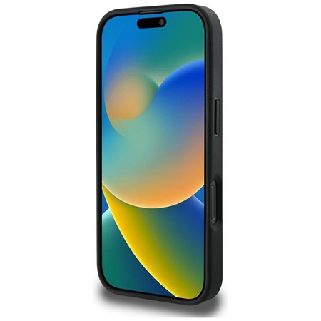 Guess Grained Hot Stamp Peony Triangle Logo MagSafe - Case for iPhone 16 Pro Max (black)