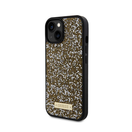 Guess strasszos fém logó - iPhone 15 tok (sárga)