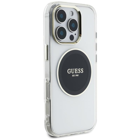 Guess IML Metal Coloured Circle Classic Logo MagSafe - étui pour iPhone 16 Pro (noir)
