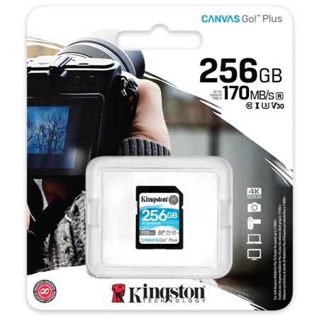 Kingston Canvas Go Plus SDXC - Carte mémoire 256 Go Class 10 UHS-I U3 90/170 MB/s