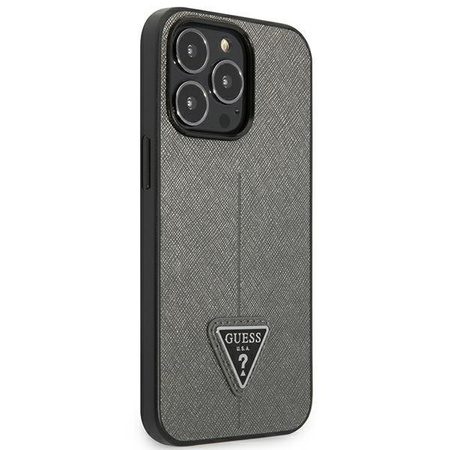 Guess Saffiano Triangle Logo Case - Cover for iPhone 13 Pro (Silver)