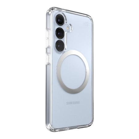 Speck Presidio Perfect-Clear Magnet - Case for Samsung Galaxy S25 / S24 MagSafe (Clear / Chrome Finish / Serene Silver)