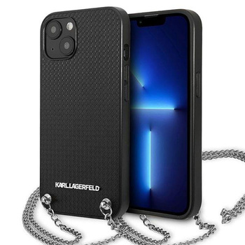 Karl Lagerfeld Leder strukturiert und Kette - iPhone 13 Tasche (schwarz)