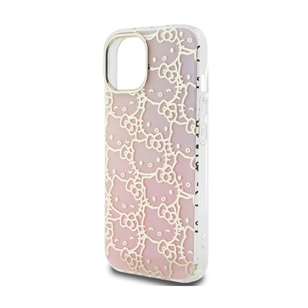 Hello Kitty IML Gradient Electrop Crowded Kitty Head - pouzdro pro iPhone 15 (růžové)