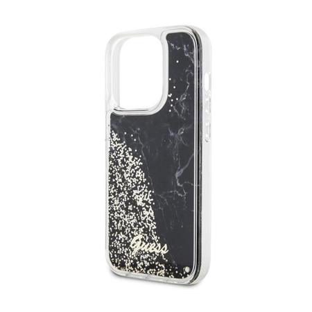 Guess Liquid Glitter Marble - Case for iPhone 14 Pro (Black)