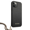 Guess Saffiano Chain - pouzdro pro iPhone 12 / iPhone 12 Pro (černé)