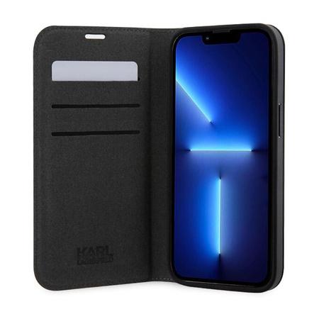 Karl Lagerfeld Saffiano Monogram - Tasche für iPhone 14 Pro Max (Schwarz)