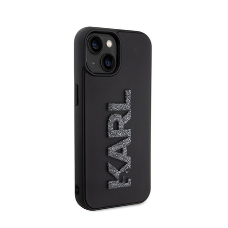 Karl Lagerfeld 3D Gummi Glitter Logo - iPhone 15 Tasche (schwarz)