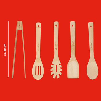 Alpina - Set d'ustensiles de cuisine en bambou 5 pièces. (marine)