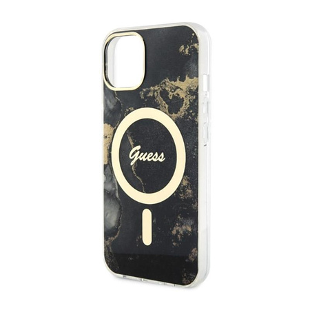 Guess Golden Marble MagSafe - Coque pour iPhone 14 (Noir)