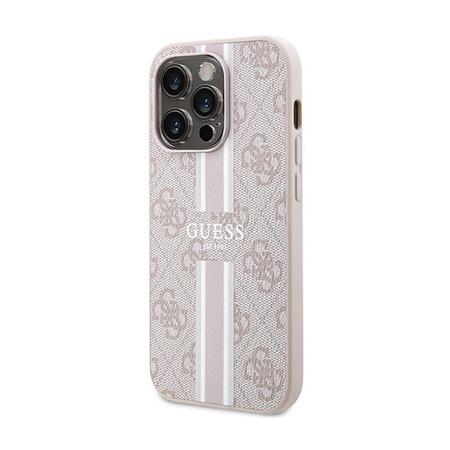 Guess 4G Étui MagSafe à rayures imprimées - iPhone 15 Pro Max (rose)