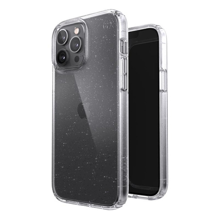 Speck Presidio Perfect-Clear with Glitter - iPhone 13 Pro Max / iPhone 12 Pro Max Case with MICROBAN Coating (Clear/Platinum Glitter)