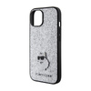 Karl Lagerfeld Fixed Glitter Choupette Logo Metal Pin - Case iPhone 15 / 14 / 13 (Silver)