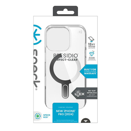 Speck Presidio Perfect-Clear ClickLock & MagSafe - iPhone 16 Pro Hülle (Transparent / Chrom-Finish / Serene Silver)