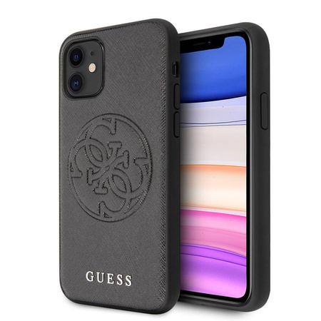 Guess Saffiano 4G Circle Logo - Coque iPhone 11 (noir)