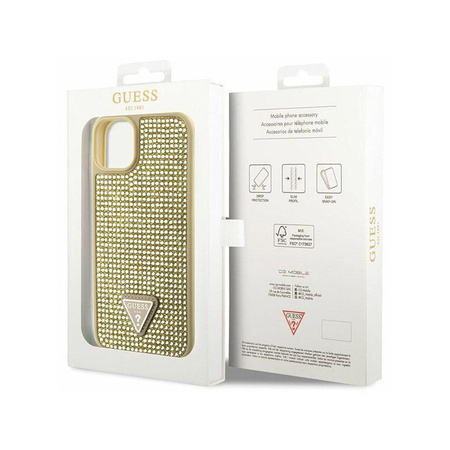 Guess Rhinestone Triangle - iPhone 14 Plus Case (Gold)