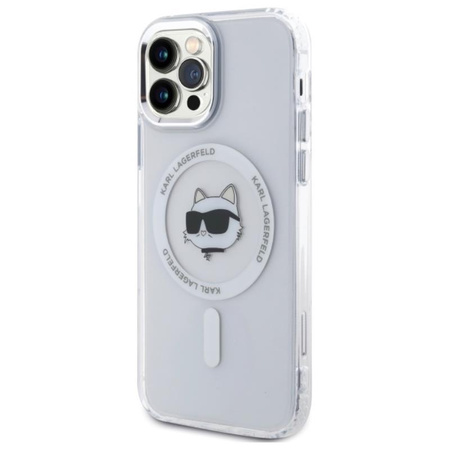 Karl Lagerfeld IML Metal Choupette Head MagSafe - Pouzdro na iPhone 12 / iPhone 12 Pro (bílá)