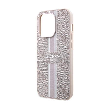 Guess 4G Étui MagSafe à rayures imprimées - iPhone 15 Pro Max (rose)
