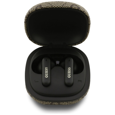 Guess 4G Classic Metal Logo - Bluetooth TWS ENC Ohrhörer + Ladeetui (Braun)