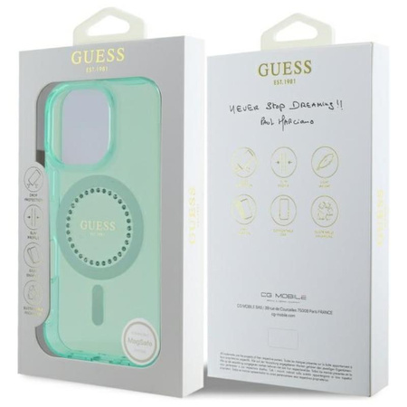 Guess IML Strasssteine MagSafe - iPhone 16 Pro Max Tasche (grün)