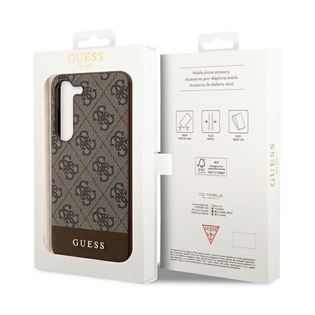 Guess 4G Bottom Stripe Metal Logo Collection - Étui pour Samsung Galaxy S24 (marron)