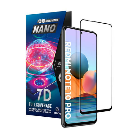 Crong 7D Nano Flexible Glass - nerozbitné 9H hybridní sklo pro celou obrazovku telefonu Xiaomi Redmi Note 10 Pro