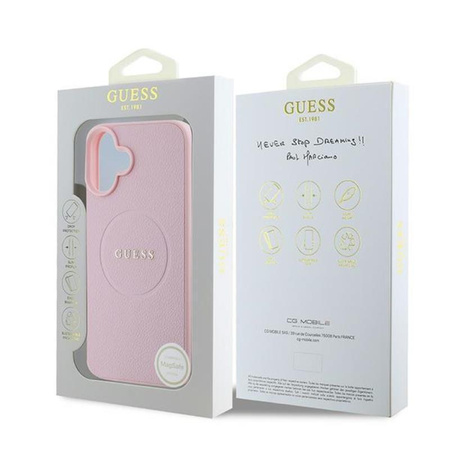 Guess Grained Ring MagSafe - Hülle iPhone 16 Plus (rosa)