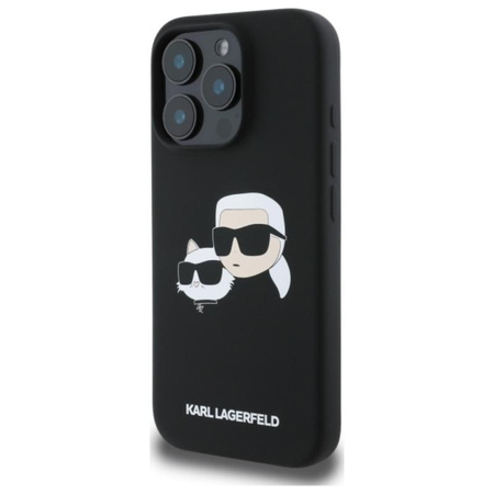 Karl Lagerfeld Silikon Doppelköpfe drucken MagSafe - iPhone 16 Pro Tasche (schwarz)