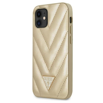 Guess V Quilted - Coque pour iPhone 12 mini (or)