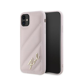 Karl Lagerfeld Diagonal Quilted Script - iPhone 11 Case (pink)