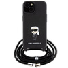 ETUI CZARNE KARL LAGERFELD DO IPHONE 15, Case z Paskiem na Ramię, Modne