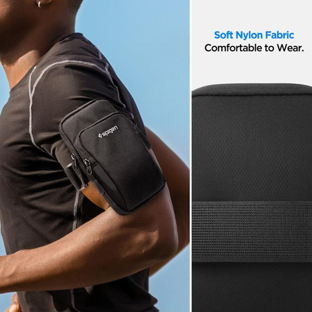 Spigen A702 Dynamic Shield Armband - Pouzdro / Sportovní náramek na smartphone do 6.9" (Černá)