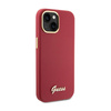 Silikonové pouzdro Guess Script Metal Logo & Frame - iPhone 15 (purpurové)