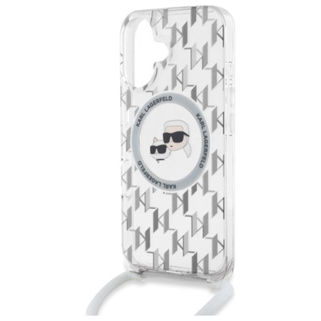 Karl Lagerfeld IML Crossbody Monogramm Karl & Choupette Head MagSafe - iPhone 16 Tasche (Transparent)