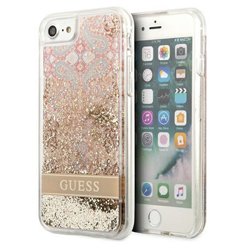 Guess Liquid Glitter Paisley - pouzdro pro iPhone SE 2022 / SE 2020 / 8 / 7 (zlaté)
