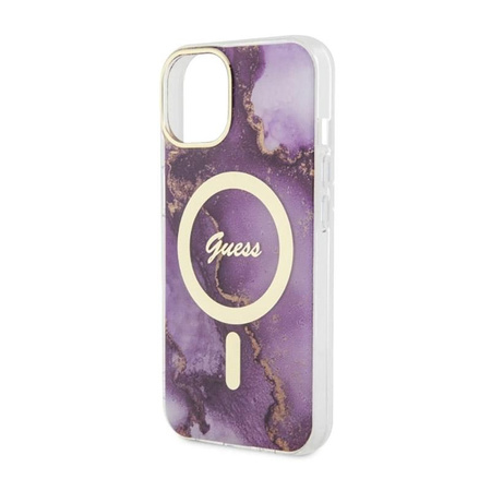Guess Golden Marble MagSafe - Case for iPhone 14 (Purple)